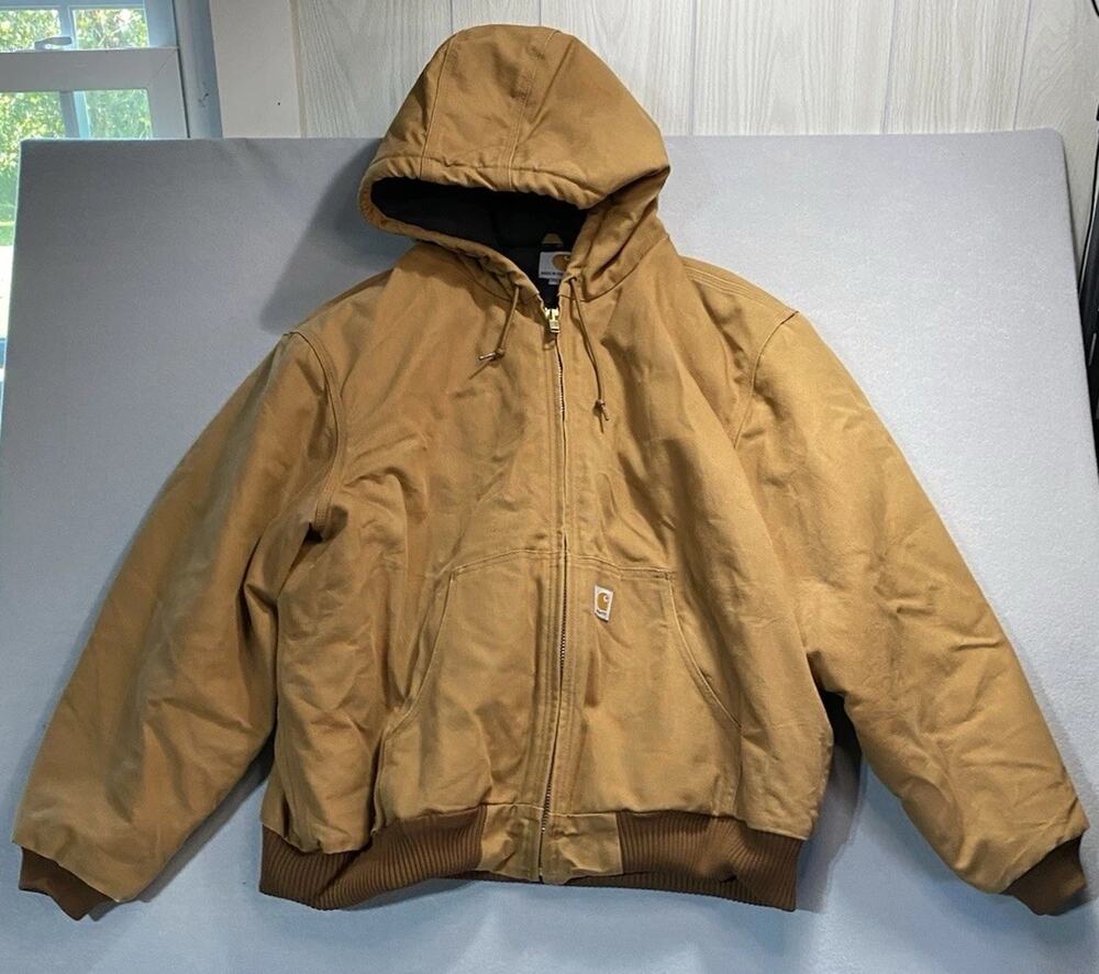 Carhartt J140 Active Jacket Quilted Flannel Lined Brown 2XL Made in USA